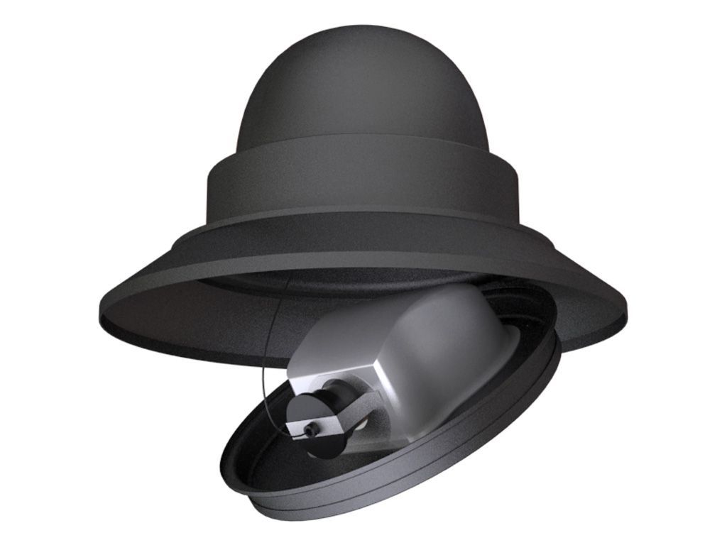 Lampara in alluminio tipo cappello aperta