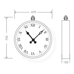 misure orologio artistico a parete o sospensione ghisa e acciaio