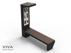 panchina viva smart bench ADV SIGNAGE con totem fotovoltaico senza schienale 2