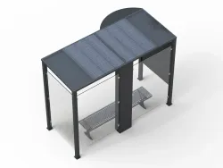 pensilina attesa bus con fotovoltaico arredo urbano acciaio 3mt 2