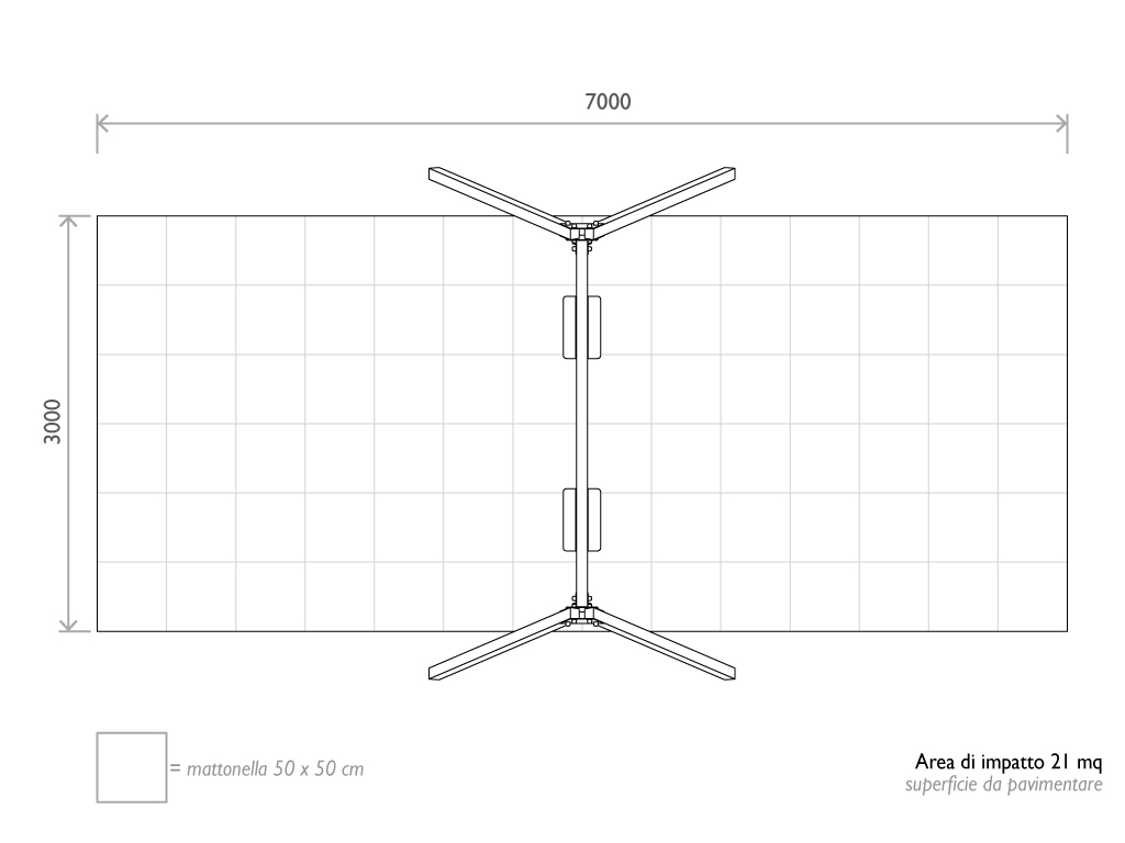 Altalena due posti in plastica riciclata con due sedute normali piano di sicurezza