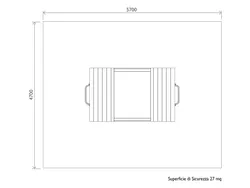 Vista frontal da caixa de areia de plástico reciclado
