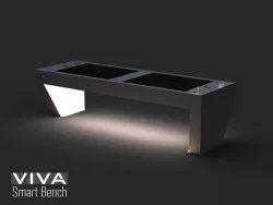panchina VIVA smart bench senza schienale fotovoltaica hybrid portal hotspot wifi notte