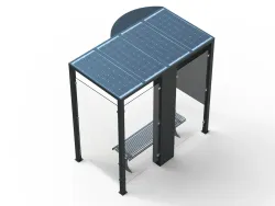 pensilina attesa bus con fotovoltaico arredo urbano acciaio 3
