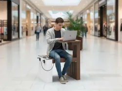 workstation con plastica riciclata smart viva per centri commerciali foto2