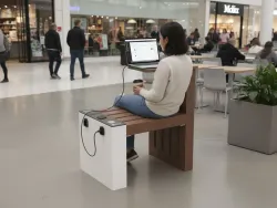 workstation con plastica riciclata smart viva per centri commerciali foto3