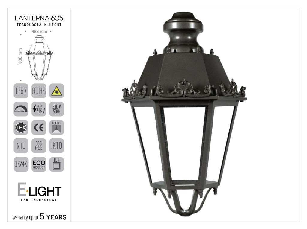 Lanterna artistica esagonale in alluminio con tecnologia LED