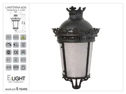 Lanterna artistica tipo imperiale media con fregi ornamentali in alluminio