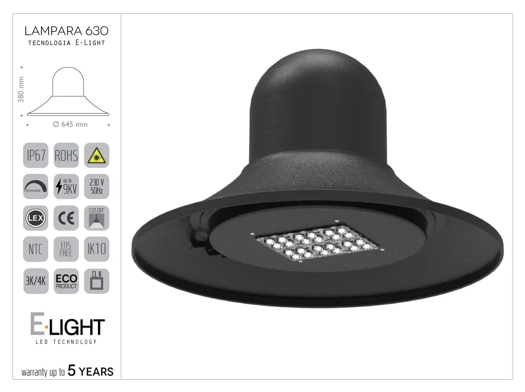 Lampara 630 E-Light Spun Aluminum Lantern