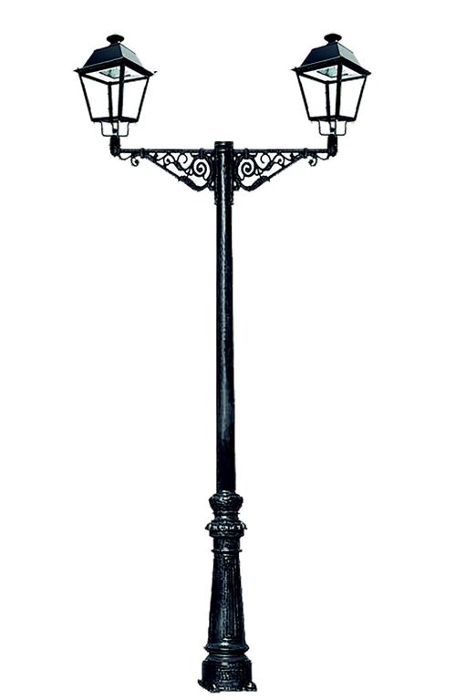 Palo villa con due lanterne due bracci cablato led.jpg?v=1786770688456