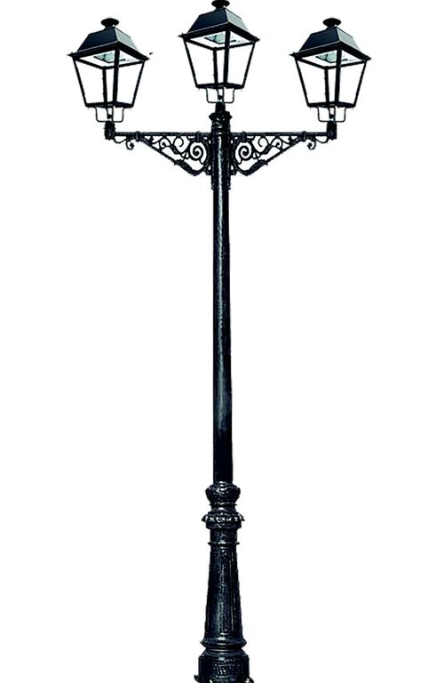 Palo villa con tre lanterne due bracci cablato led.jpg?v=1786806706592
