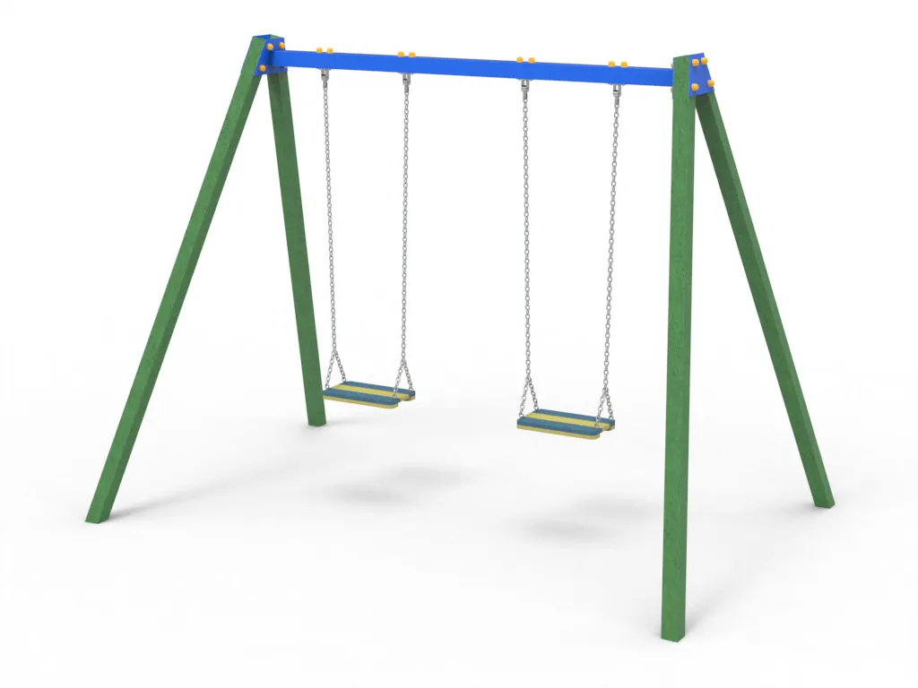 Balançoire deux places en STRONGPLAST avec poutre en acier - Plastique recyclé