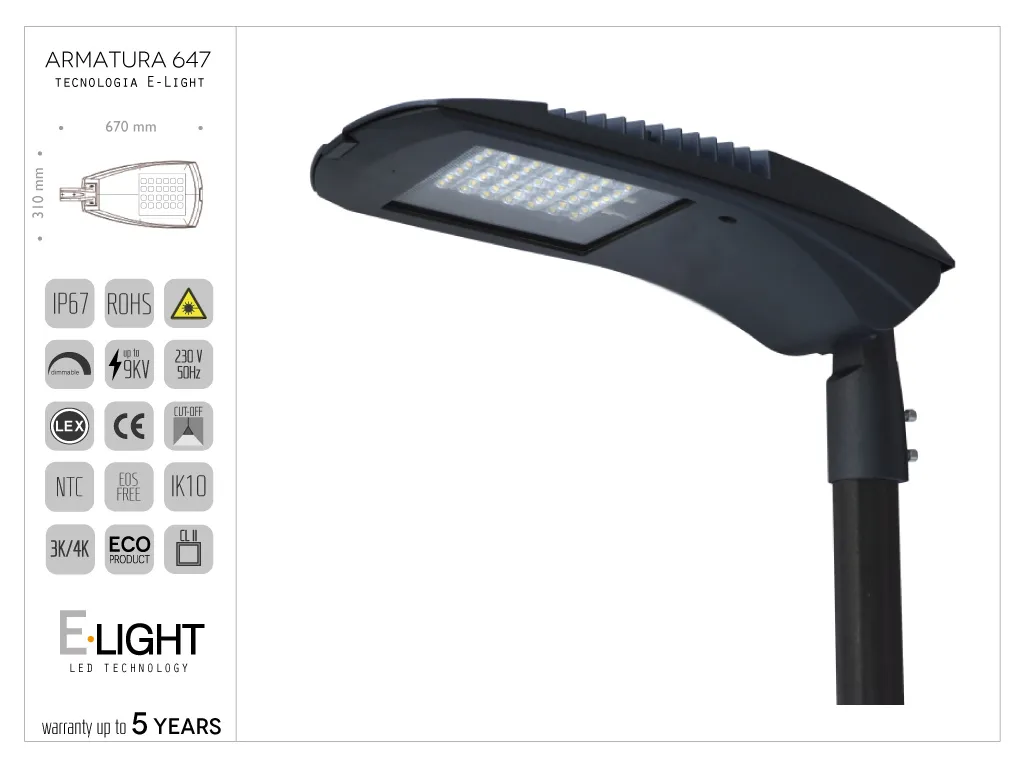 Luminaria vial Ori con diferentes cableados