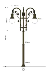 Artistic pole with ornamental flower and lighting equipment E27 enabling