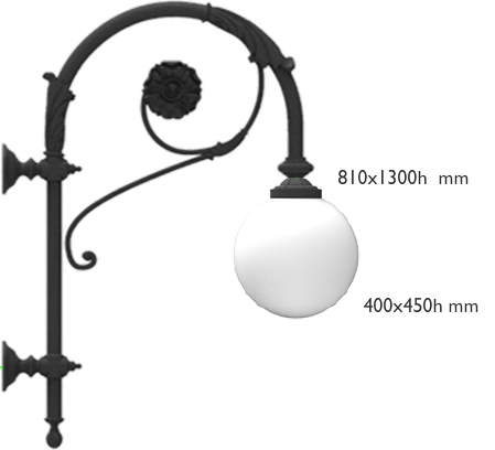 borromini pole top brackett with ornament flower with globe fixture.jpg?v=1776349392043