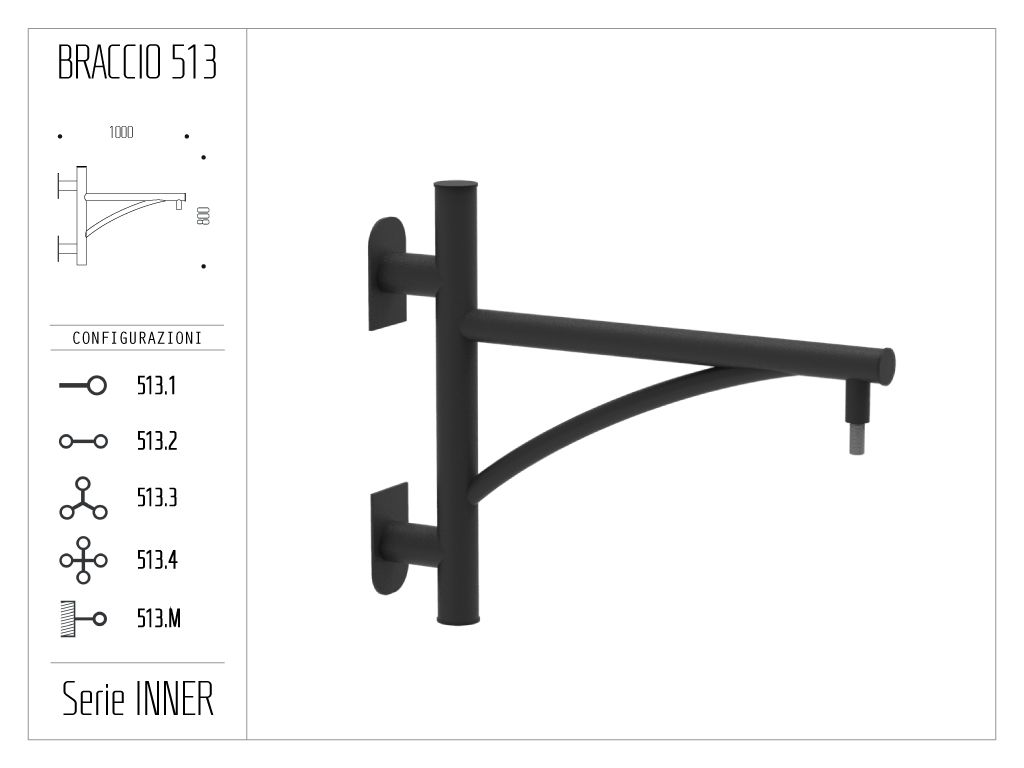 Braccio serie INNER con ornamento curvato - singolo