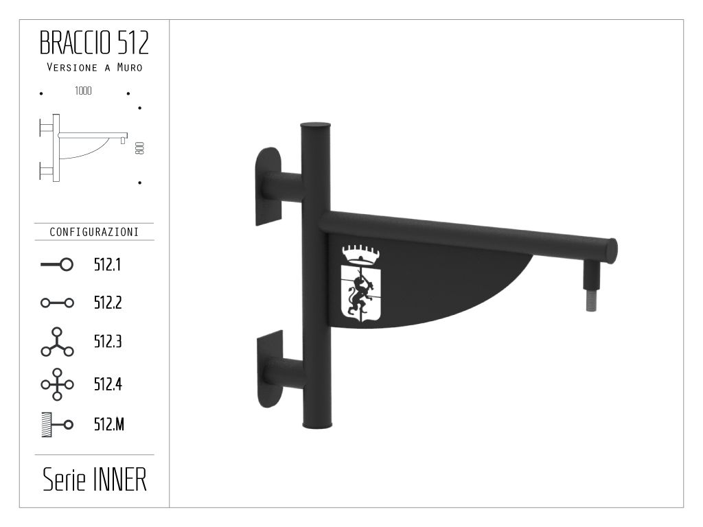 Braccio serie INNER con bandiera - a muro