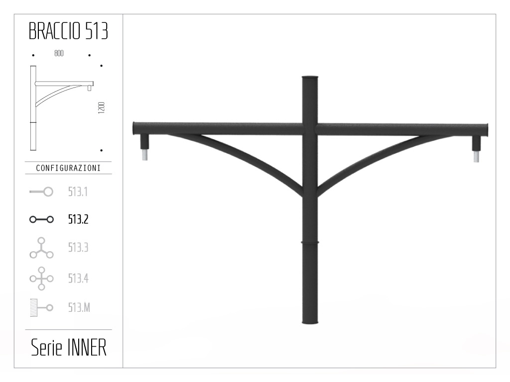 Braccio serie INNER con ornamento curvato - singolo