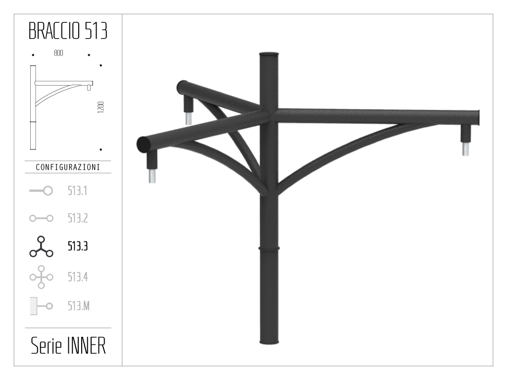 Braccio serie INNER con ornamento curvato - singolo
