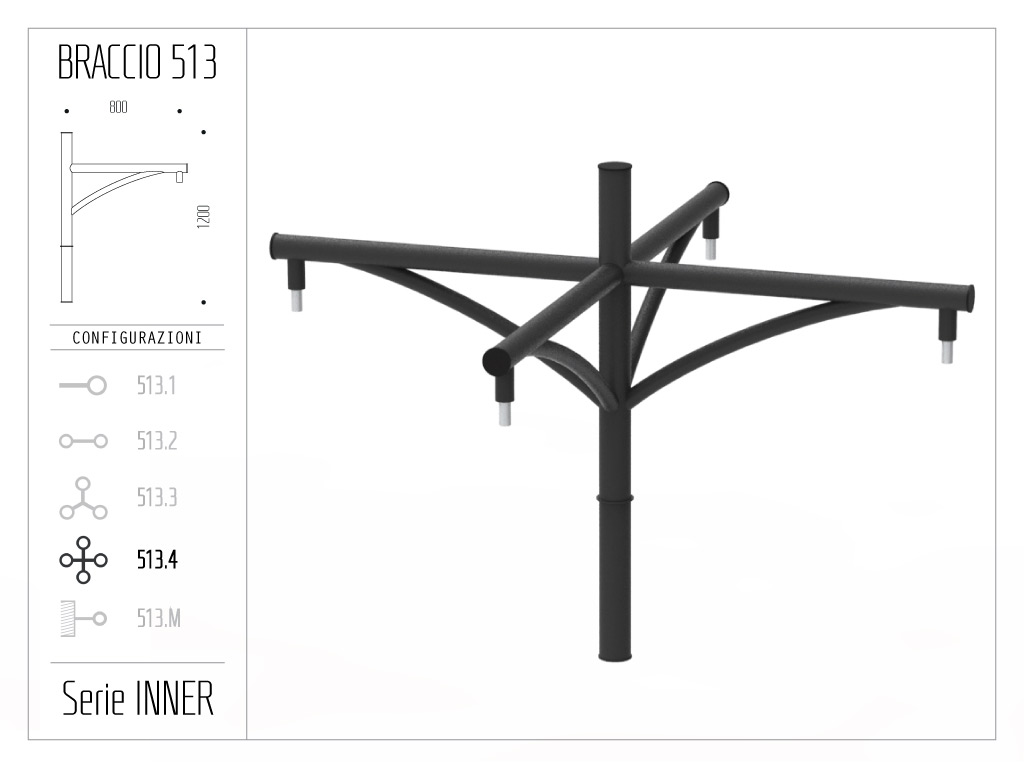 Braccio serie INNER con ornamento curvato - singolo