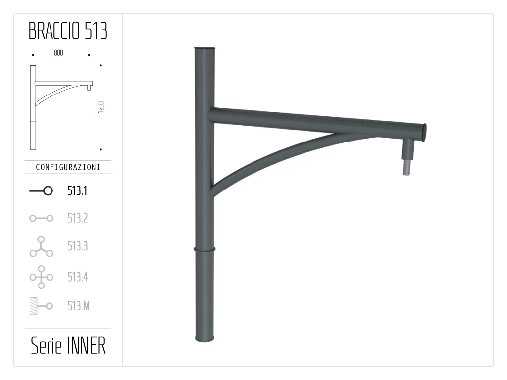 Braccio serie INNER con ornamento curvato - singolo