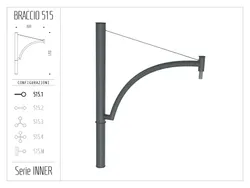 Braccio serie INNER con ornamento curvato e tirante - singolo