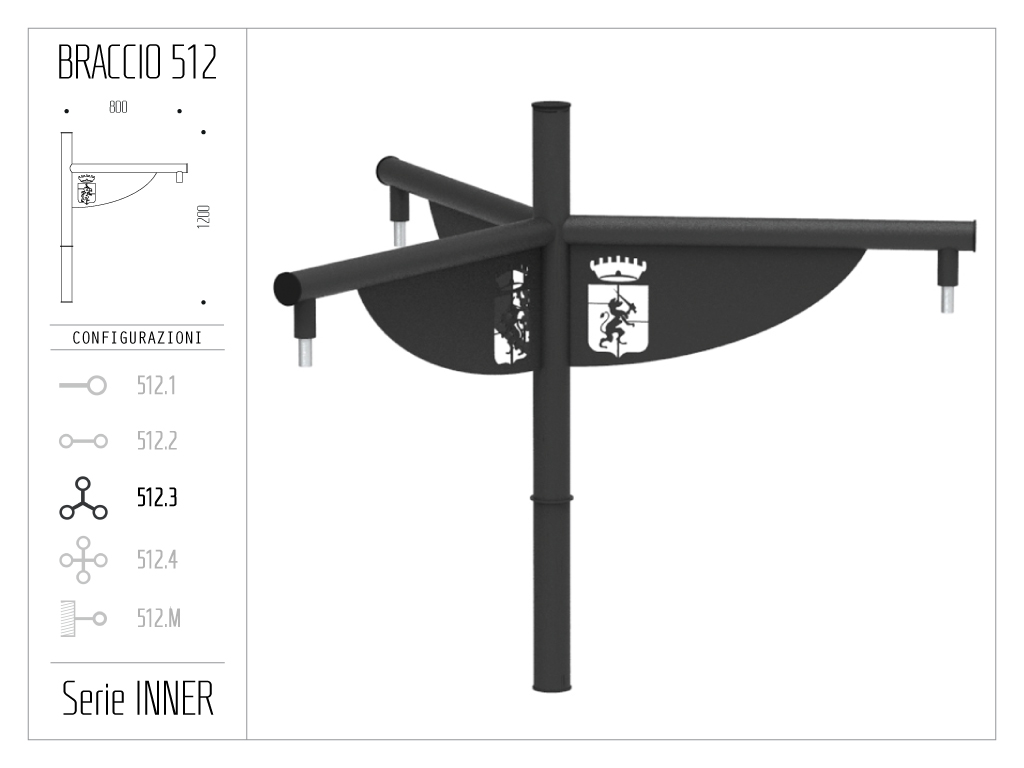 Braccio serie INNER con bandiera - singolo