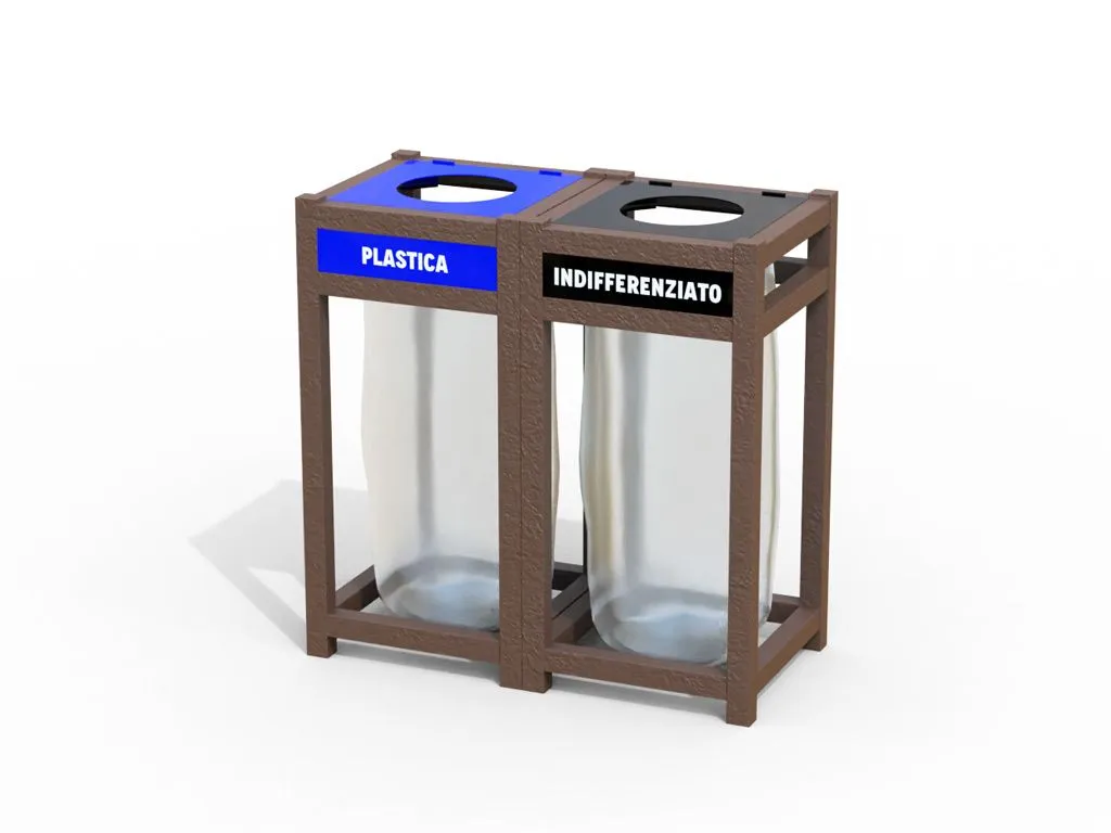 Cestone doppio antiterrorismo in plastica riciclata
