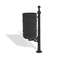 Cestino con paletto e mensola in ghisa