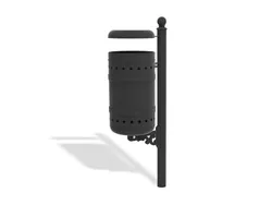 Cestino Leonardo singolo con paletto in acciaio, sfera in ghisa , mensola in ghisa e coperchio