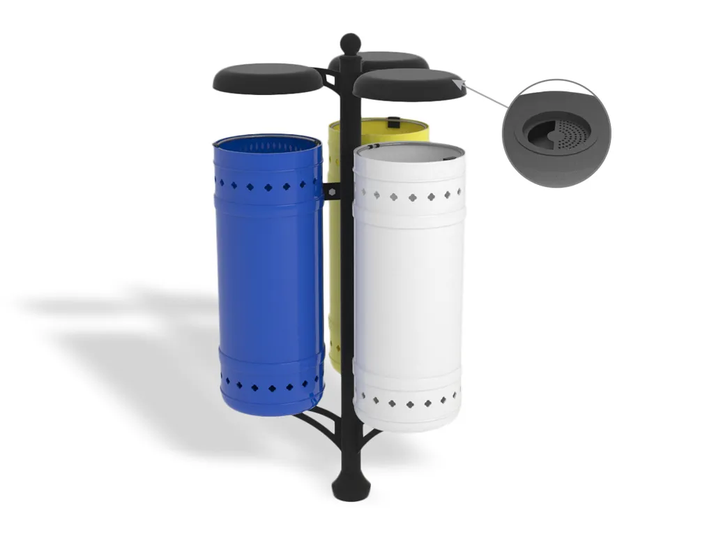Classic Michelangelo Triple Bin, 50 L, with Ashtray Lid