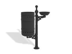 Cestino raffaello con paletto e mensola in ghisa e posacenere