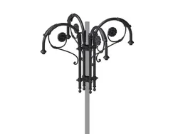 Cima a pastorale quadruplo con doppio riccio ornamentale ed ornamenti floreali tipo Borromini