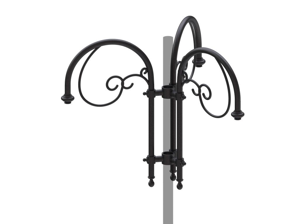 Cima a pastorale triplo con arzigogolo e fiore in acciaio tipo Piano