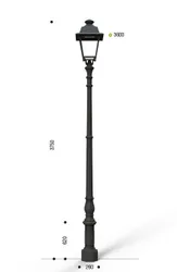 Palo in ghisa artistico classico tipo Challant con lanterna quadrata CUT OFF LED 602012