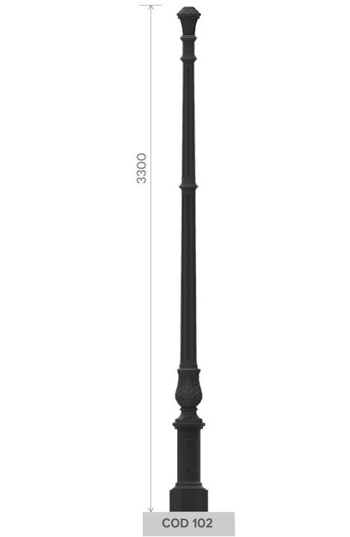 Cast iron pole with small octagonal base