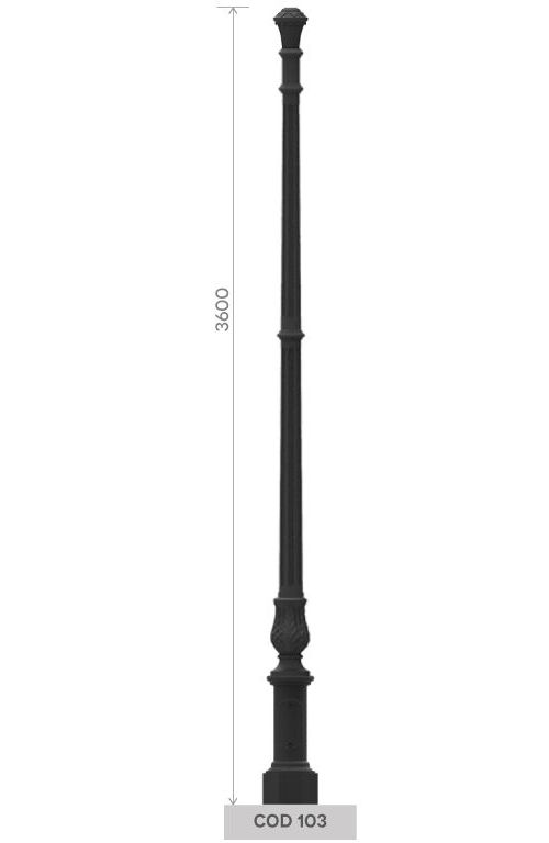 Cast iron pole with small octagonal base