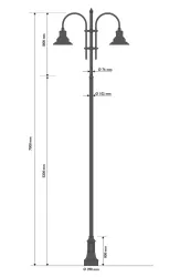 cod 311 582 palo ghisa acciaio base 311 pastorale 505 doppio e due lampare 622