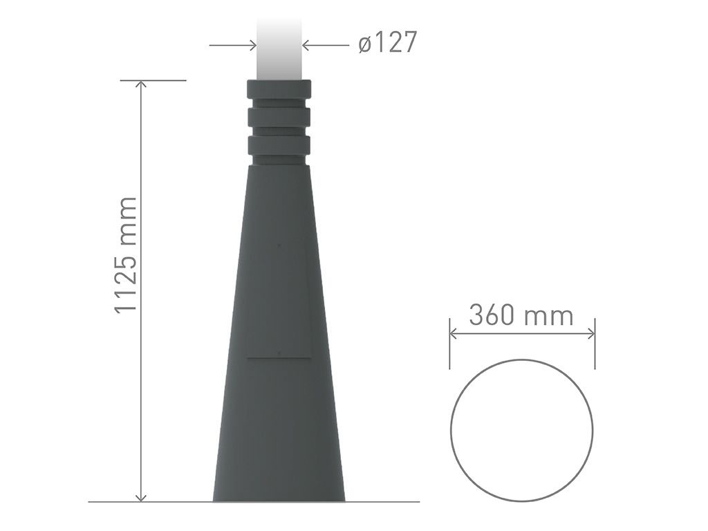 Base circolare grande moderna in ghisa UNI EN 1561 GJL250 per pali in acciaio.