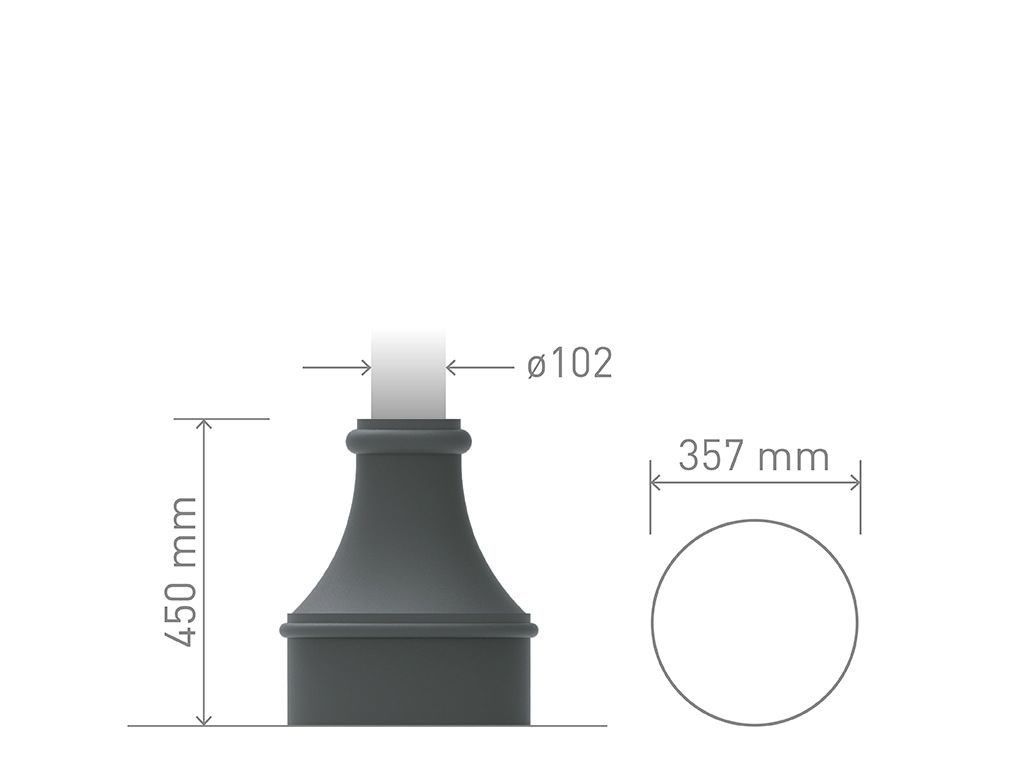 Base in ghisa UNI EN 1561 GJL250 per pali in acciaio conica media