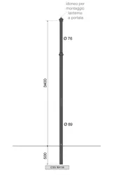 Palo rastremato artistico RA134 altezza fuori terra 3,4 metri