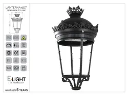 Lanterna artistica tipo imperiale con fregi ornamentali in alluminio tecnologia LED OSRAM