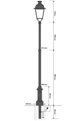 Palo in ghisa e acciaio con base 307 con lanterna a portata LED cod. 604002