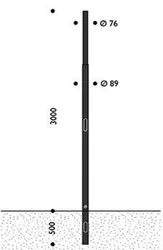 Palo rastremato in acciaio, HFT 3 metri