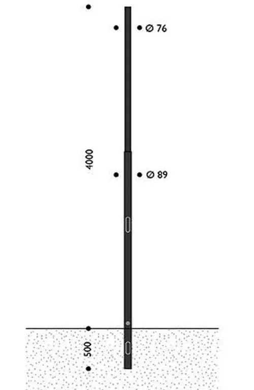 Poteau conique en acier HFT, 4 mètres