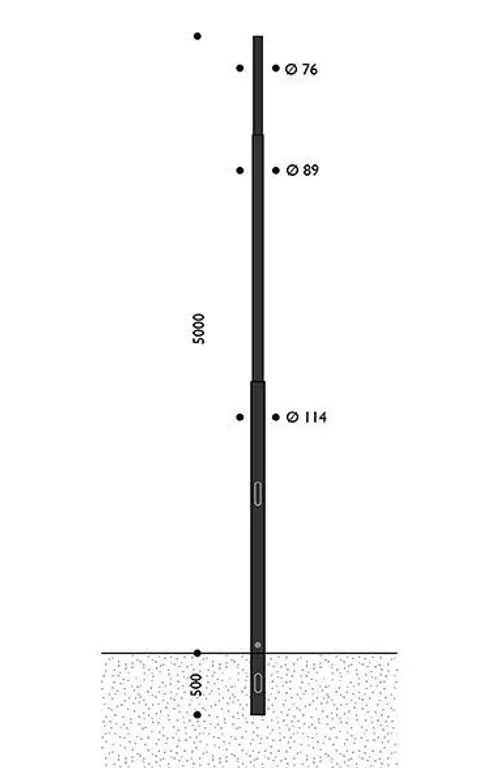 Konischer Stahlmast, 5 Meter, HFT