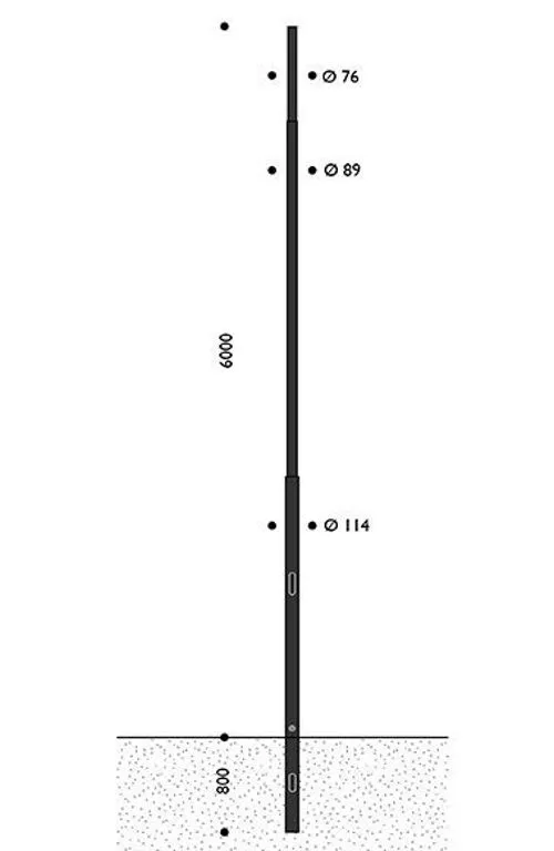 Konischer Stahlmast, 6 Meter, HFT