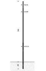 Palo rastremato in acciaio, HFT 7 metri