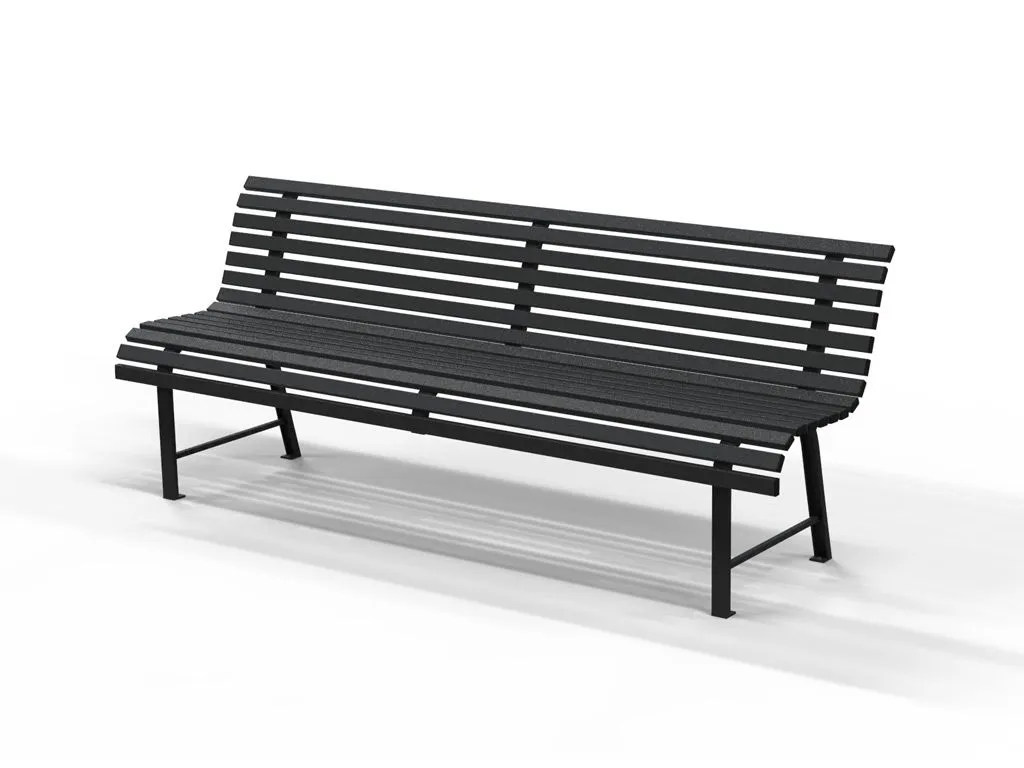 Banc MILANO avec lattes en acier noir