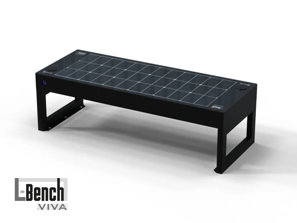 panchina smart L bench con fotovoltaico energia solare usb wireless charger